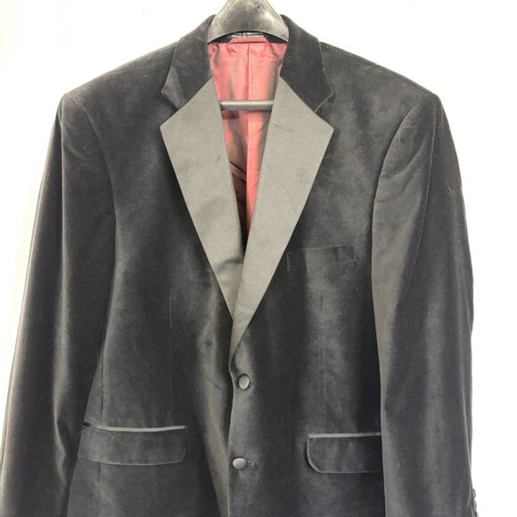 Stafford Velveteen Blk Tux Prom Formal Jacket Vtg Authentic 90’s Sz 46R - Picture 2 of 16